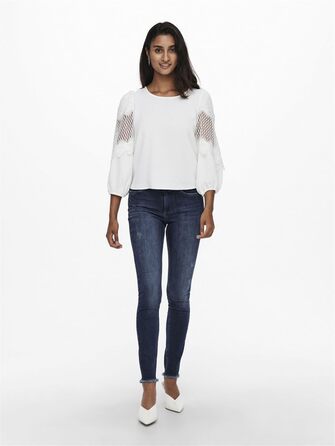 Джинси скінні ONLY ONLBLUSH, середньої посадки, темно-синій денім, розмір L/32L