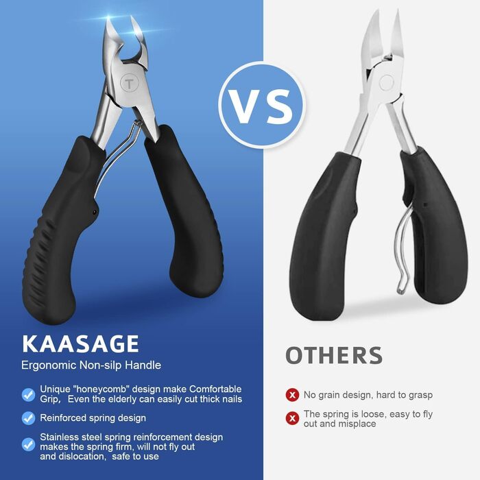Кусачки для нігтів Kaasage Podologen для товстих нігтів з хірургічної сталі, професійні для манікюру чоловікам, жінкам та літнім людям