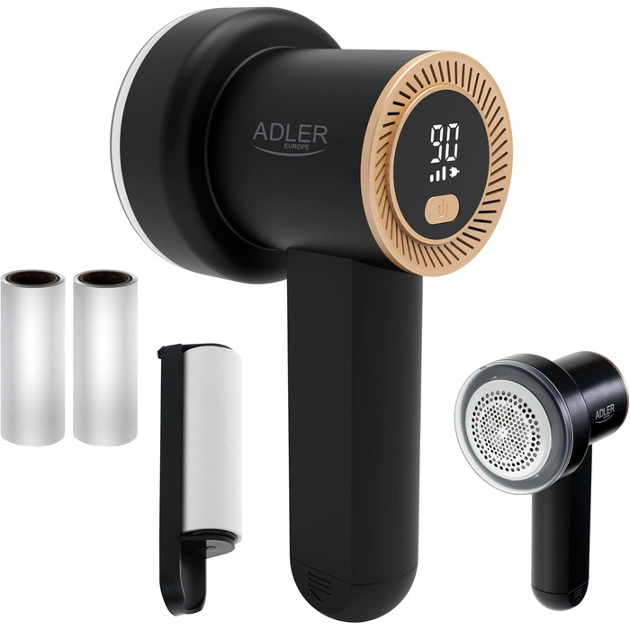 Машинка для видалення катишків Adler Europe: 6 лез, 3 швидкості, LED дисплей, USB зарядка, для одягу та тканин