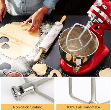 Насадка-плоский міксер з нержавіючої сталі для KitchenAid 5-6 кварт, для міксерів з підйомним або нахильним механізмом, для випічки, тіста, посудомийна машина