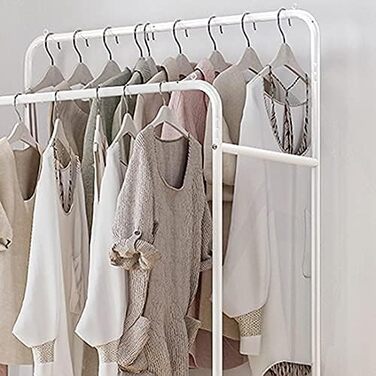 Rolling Clothes Rack, Metal Garment Rack with 2 Shelves, 2 Clothes Rods, for Shop Bedroom Dressing Room, White