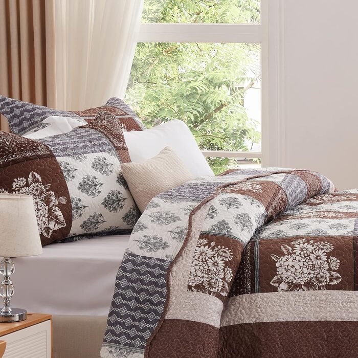 Комплект постільної білизни 3 шт. King Size, оранжево-терракотовий, літня ковдра, мікрофібра, богемний стиль, 248x274 см (1 ковдра, 2 наволочки)