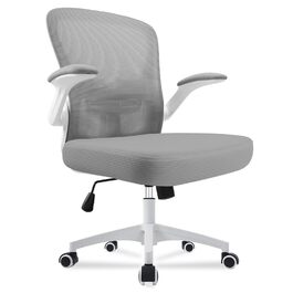 Ергономічне крісло для офісу та робочого столу з підйомними підлокітниками, регульованою підтримкою попереку, регульованою висотою поворотного п'єдесталу та спинкою з сіткою, що нахиляється до 130°, (Сірий)