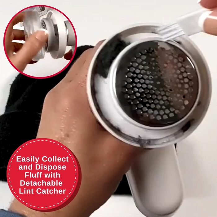 SINGER Компактний видалення ворсу та клубочків, портативний, на батарейках, з 3 лезами з нержавіючої сталі та знімним контейнером для ворсу