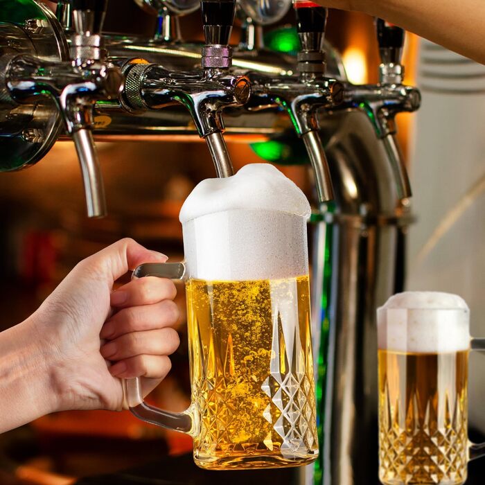 Набір з 2 скляних кружок для пива, 580 мл з ручкою, для заморожування, подарунок для чоловіків - Diamond