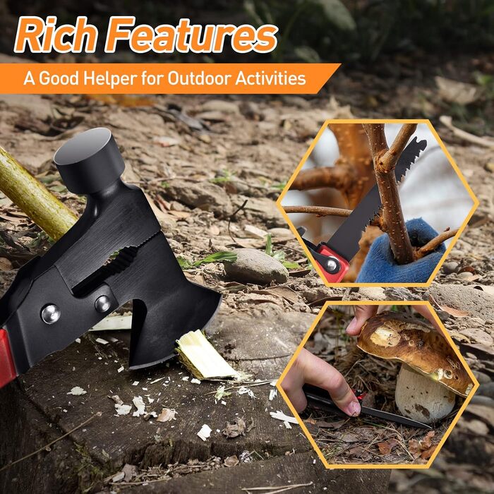 Мультитул BIIB 12 в 1: Подарунок для чоловіків на Різдво, День народження, кемпінг. Преміум якість, чорний (червоний)