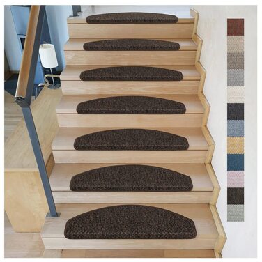 Ступінчасті килимки Kettelservice-Metzker Göteborg Halbrund I кавового кольору, 65x24x4 см (28 шт.)