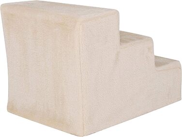 Lionto pet stairs with plush cover, 46x36x4 cm, robust dog stairs with low step height of 10cm, gentle on joints, removable & washable cover, stairs can hold up to 50 kg, beige