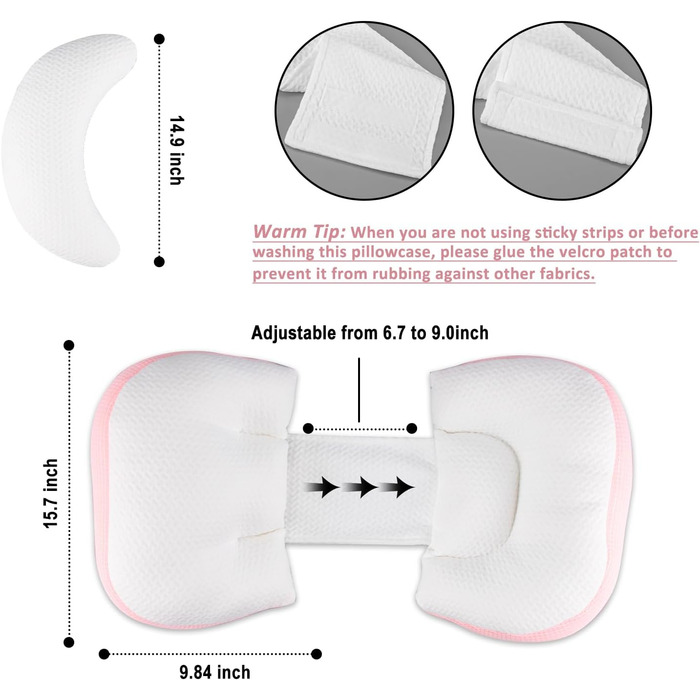 Тілопідтримуючий подушок для вагітних Chilling Home, подушка для сну на бік, регульована та портативна, для жінок та тих, хто спить на боці, з дихаючим чохлом (рожевий)