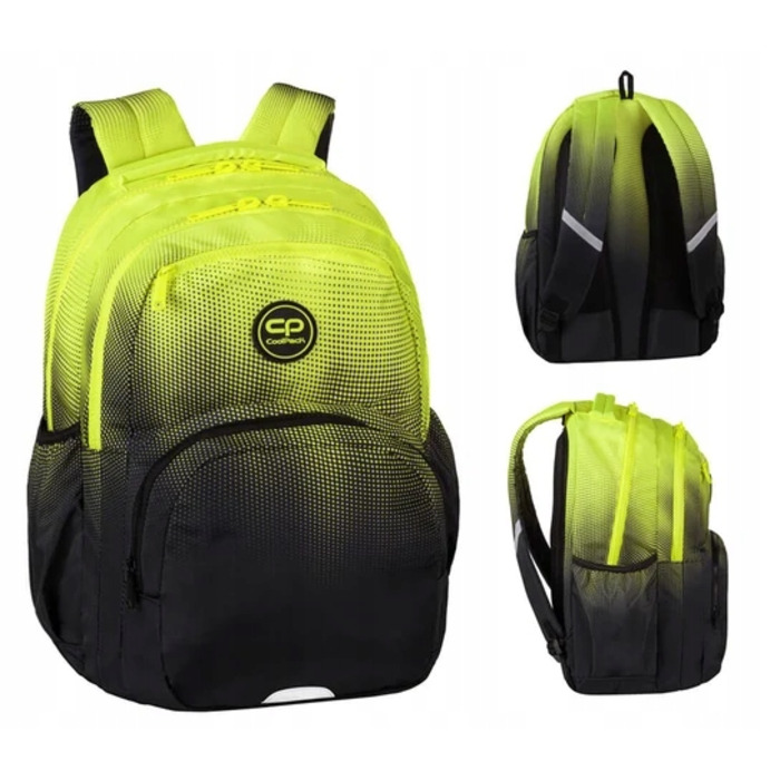 Багатовідсінковий шкільний рюкзак CoolPack, чорний з жовтими та золотистими елементами, 23 л