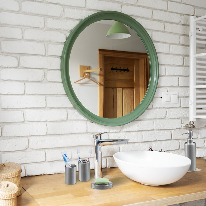 Relaxdays 4-piece Bathroom Set in Matte Silver
