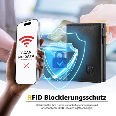 TENBST Wallet for Men with RFID Protection, Slim Wallet with Coin Pocket, 10 Card Holder Money Clip Wallet for Men, Magnetic Wallets for Men, Small Credit Card Case with Gift Box - Black (Black)