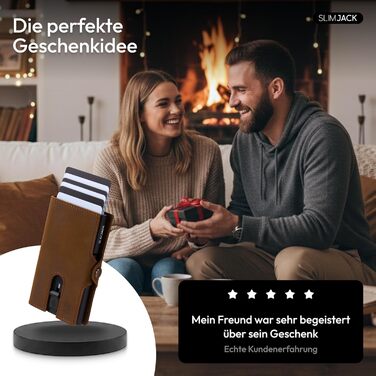 Slimjack Smart Wallet: чоловічий гаманець з RFID-захистом, алюмінієвий картхолдер та відділенням для монет (світло-коричневий)