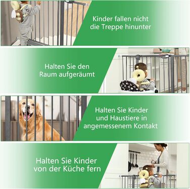 Захист для воріт/сходищ для дітей без свердління, 75-85 см, автоматичне закриття, металеве огорожа (чорний, 105-115 см)
