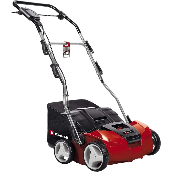 Einhell Electric Scarifier-Aerator GE-SA 1435 (1400W, 35cm working width, up to 3-9mm working depth, adjustable height pole, 28L collection bag, including aerator roller)