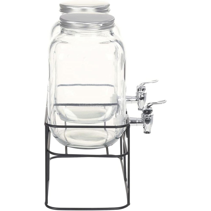 vidaXL 2X Drink Dispenser with Stand Tap Water Dispenser Dispenser Juice Dispenser Water Juice Cocktail Dispenser Mason Jar Glass Dispenser 2x4L Glass