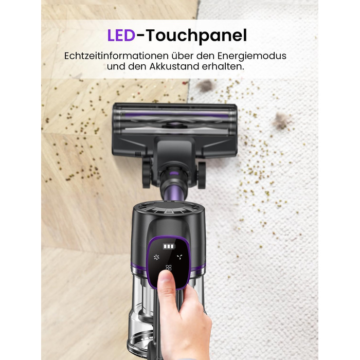 Бездротовий акумуляторний пилосос Vexilar V8PRO 6-в-1: для твердих поверхонь, килимів та шерсті тварин. 35KPa, 45 хв роботи.