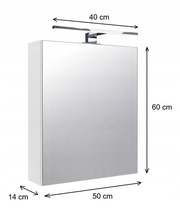 Шафа у ванну кімнату з дзеркалом та LED-підсвіткою Better Home, 50 x 60 x 14 см