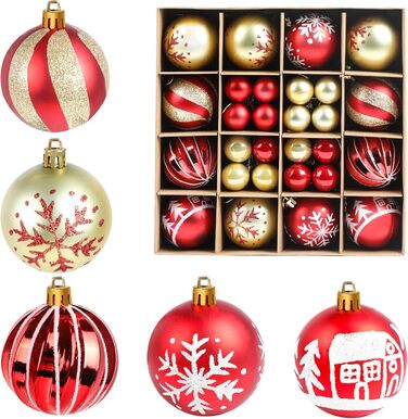 Набір прикрас на ялинку 44 шт: сині та золоті кулі для ялинки 6см та 3см, для дому та вулиці