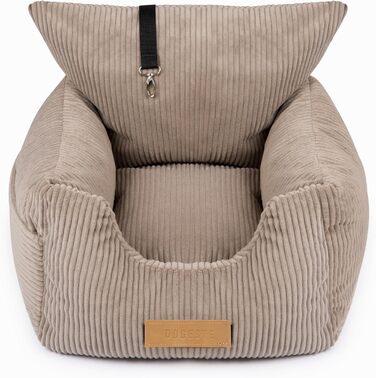 Автоматичний лежак для собак у машину з іменем, бежевий, 60x60x30 см