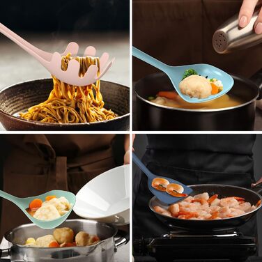 Empava Kitchen Helper Set of 4 - (Turner, Ladle, Slotted Spoon, Spaghetti Spoon) Kitchen Utensils, Turner Plastic, Ladle, Skimmer, Spaghetti Spoon, Kitchen Helpers