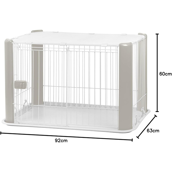Забіг для цуценят Iris Ohyama з дверцятами та знімним дахом, H60 см, білий. Ідеально для собак та котів, для використання в приміщенні та на вулиці. Забіг для цуценят, вольєр для собак, загін для собак, вольєр для котів. CLS-1130, середній розмір з дахом 