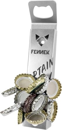 FENNEK Captain Cork | Bottle Opener | Integrated, super-strong magnet for up to 40 bottle caps | Easy mounting with adhesive tape or screws | made of stainless steel | Made in Germany