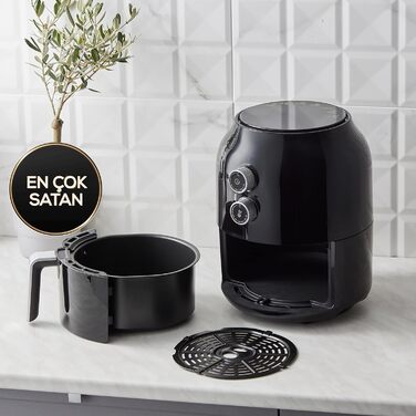 Karaca Multifry - Аерофритюрниця 3.5л, 1300 Вт, чорна - Здорова смаження, енергоекономія, легке очищення