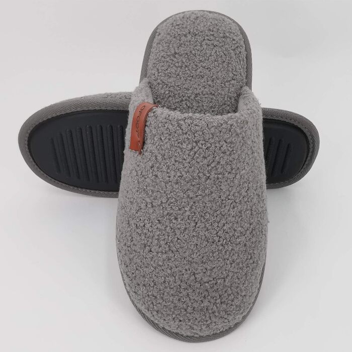 Чоловічі халапи-шльопанці для дому ofoot з м'яким флісом, з пам'яттю, не слизькі, сірі (39/40 EU)