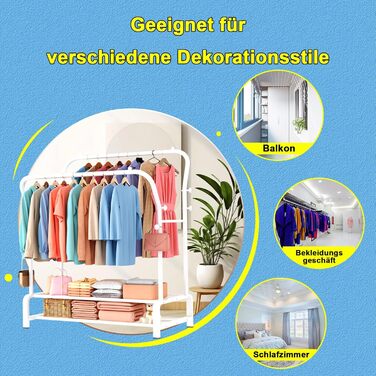 Вішалка для одягу металева подвійна з гачками та полицею для взуття, біла - Stabil