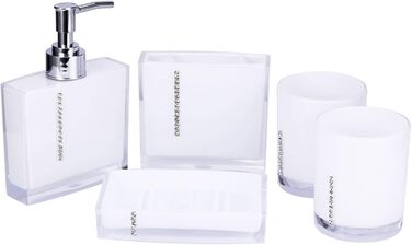 5-Piece Acrylic Bathroom Accessories Set, Vanity Organizer Set, Bathroom Tumbler, Toothbrush Holder, Soap Dish for Hotel and Home Use