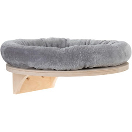 Крісло-лежанка для котів Natural Paradise Dahlia | Кругле ліжко з м'яким бортиком та клямками | Крізьбалка на стіну | Ø 48 см (Світло-сірий)