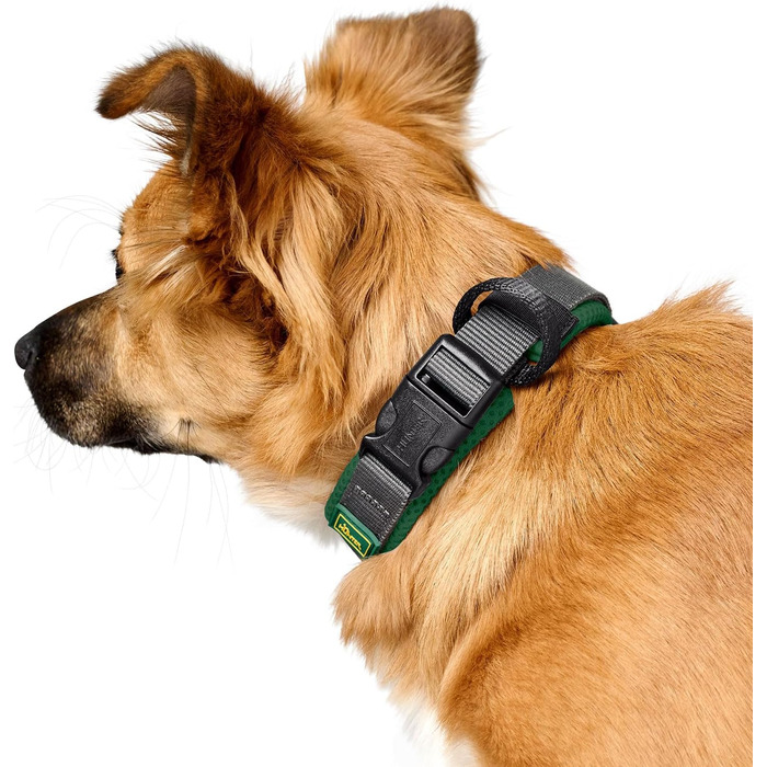 Нашийник для собак HUNTER Maldon, зелений, XL: дихаюча сітка, міцний нейлон, безшумний, гіпоалергенний, з регулюванням натягу, адресник, легкий
