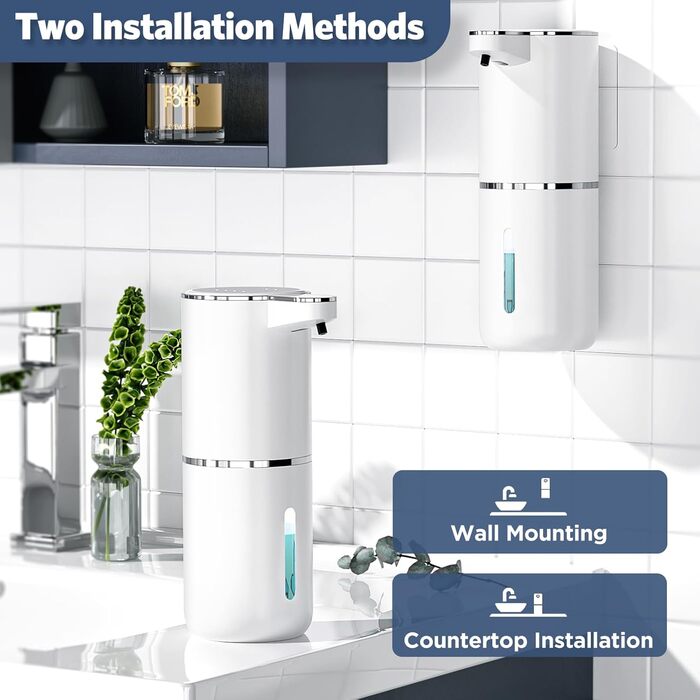 Автоматичний дозатор мила HAPPHOOH, 380 мл з інфрачервоним сенсором, USB-зарядка, водонепроникний (IPX5), для кухні, ванної кімнати, школи, готелю