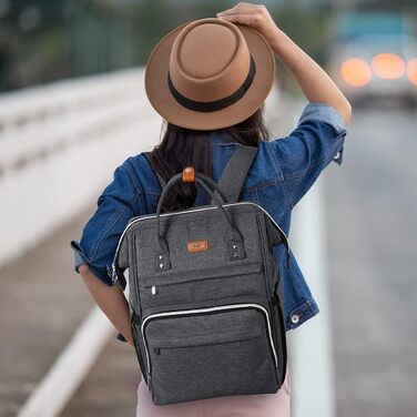 Жіночий рюкзак для школи та подорожей з відділенням для ноутбука 15.6 дюймів та USB-портом для зарядки, сірий (S41-darkgray)