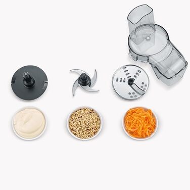 SEVERIN Compact Multi-Chopper, Universal Chopper for Coarse and Fine Chopping, Food Processor with Extensive Accessories, Brushed Stainless Steel / Black, KM 3865