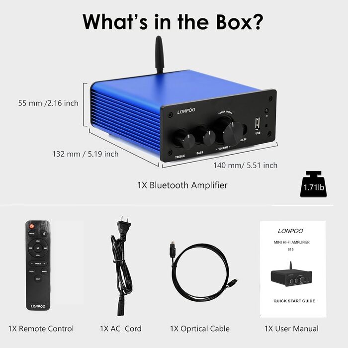 Акустичний кабель LONPOO з чистої міді 14 AWG (2 м, пара) з позолоченими банановими роз'ємами для Hi-Fi колонок, синій/чорний