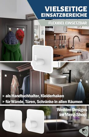 Набір гачків самоклеючих Menz, 4 шт, нержавіюча сталь, для ванної кімнати, кухні, 4 шт.