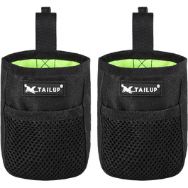 Ланжуе Лекерлібеутель: Сумка для ласощів для маленьких собак, чорна, з кліпсою для ременя, 600D Oxford, 2 шт.