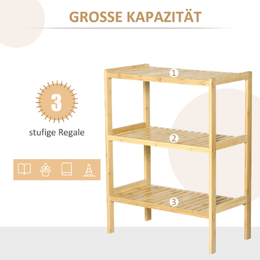 Стелаж HOMCOM Regal з бамбука, 3 полиці, 62 x 33 x 80 см, натуральний колір