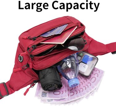 Поясна сумка на пояс, на стегно, унісекс, 30 см, червона. Зручна для подорожей, прогулянок з собакою, чоловіча та жіноча