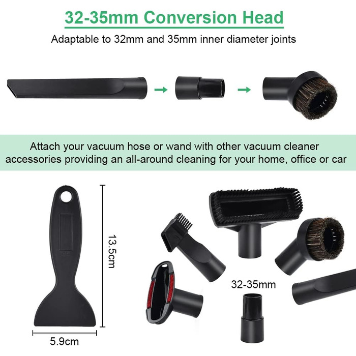 Універсальний набір насадок для пилососа 7 шт. 32-35 мм - сумісний з Kärcher, Miele, Siemens, AEG, Bosch