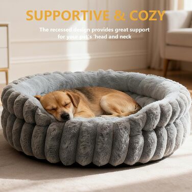 М'яке кругле ліжко для котів та собак, ліжко для тварин, сіре (S-40см)