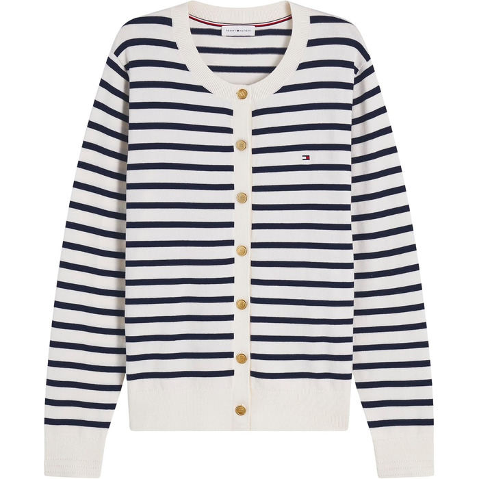 Кардиган жіночий Tommy Hilfiger Jerey Fine з ґудзиками, темно-синій/бежевий (S)