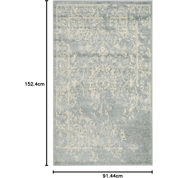 Килим SAFAVIEH з потертим ефектом для вітальні, їдальні, спальні - колекція Adirondack, короткий ворс, 122 x 183 см (сірий та кремовий, 91 x 152 см (прямокутний))