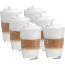 Vitrea 6-Piece Latte Macchiato/Coffee Glasses Set - 370ml, 6 Drinking Straws 23 cm, 1 Brush (6 Mattila 390ml)