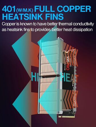 Радіатор охолодження для SSD M2 JEYI, мідні ребра з алюмінієвою рамкою, пасивне охолодження, Finscold –1,7 мм (Q80)