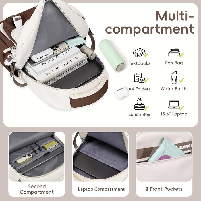 Шкільний рюкзак Tanou для дівчаток-підлітків, набір шкільних сумок з сумкою через плече та пеналом, дитячий рюкзак для школи, повсякденний, зелений (коричневий)