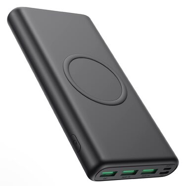 Портативний зарядний пристрій Powerbank 26800mAh з бездротовою зарядкою 25W PD3.0+QC4.0, 15W, 4 виходи USB-C, LCD дисплей, чорний (Q5)