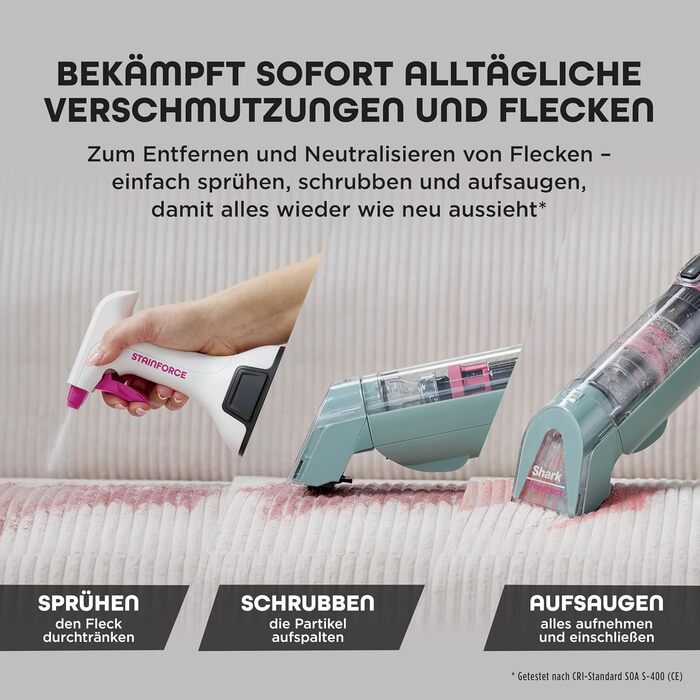 Shark StainForce: портативний бездротовий видалення плям та запахів для килимів та меблів (HX100EUCP)